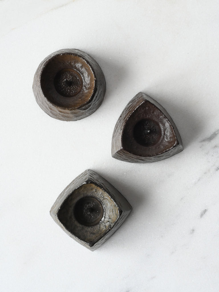 Geometric Cast Iron Candle Stand