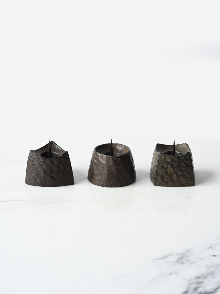 Geometric Cast Iron Candle Stand