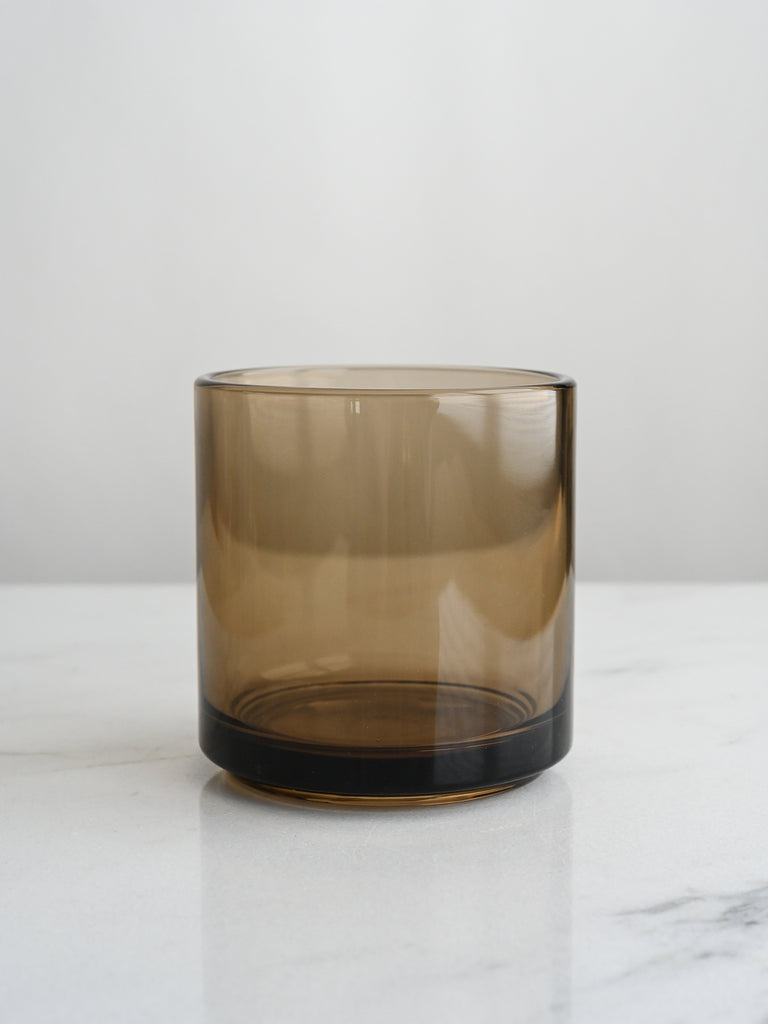 Square Glass Tumbler in Amber | Set of 3