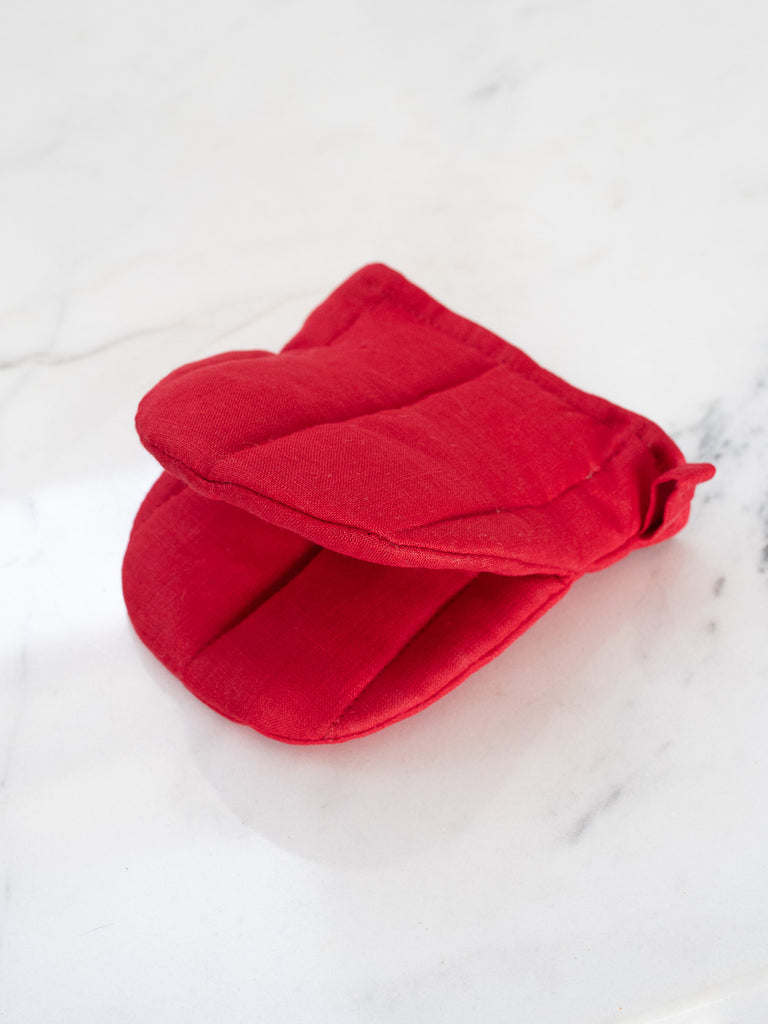 Linen Oven Mitten in Poppy