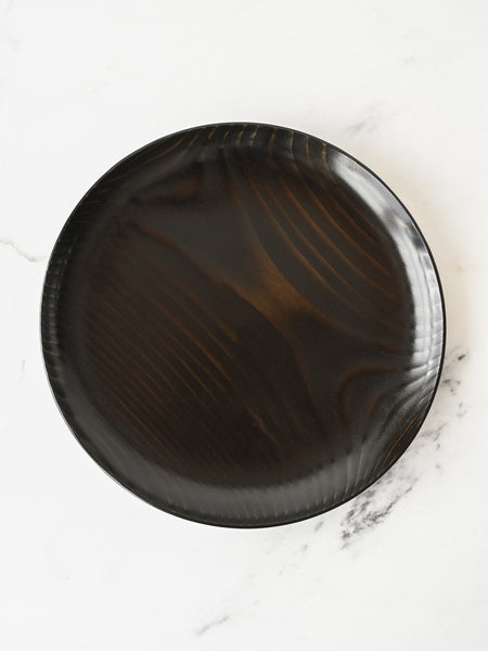 Urushi-Lacquered Large Wooden Plate | Kuroroiro Matsu