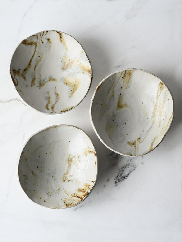Footed Marbled Dish