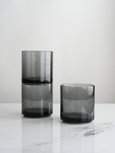 Square Glass Tumbler in Gray | Set of 3