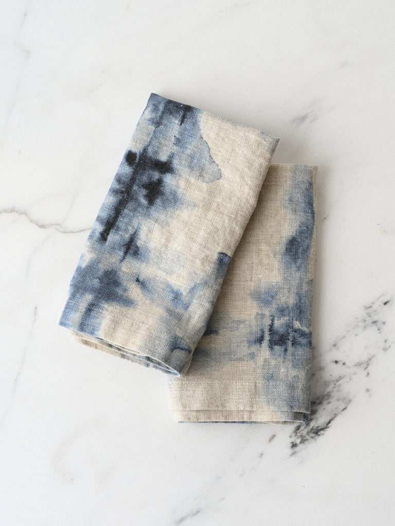 Linen Napkins Set of 2 | Indigo Tie Dye