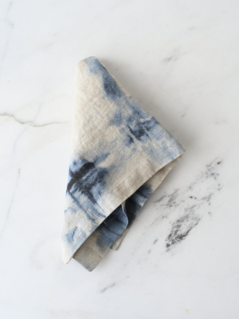 Linen Napkins Set of 2 | Indigo Tie Dye