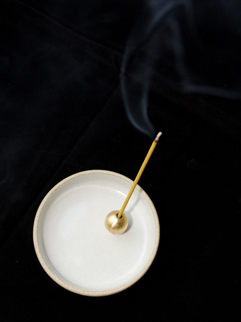 solid brass ball incense holder stand with sandalwood incense