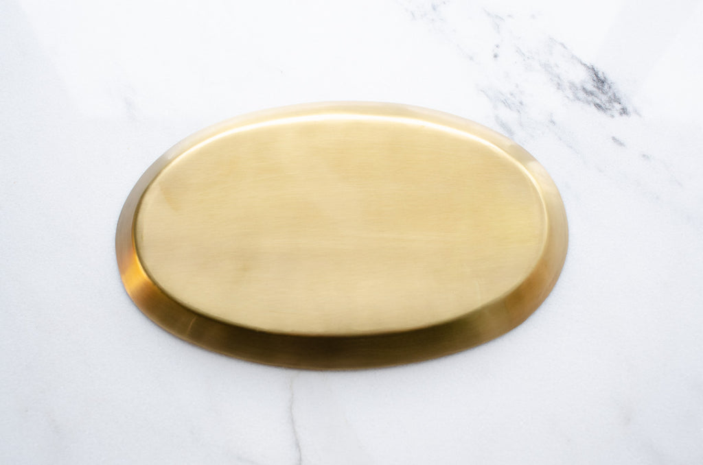 Hammered Oval Polished Brass Tray