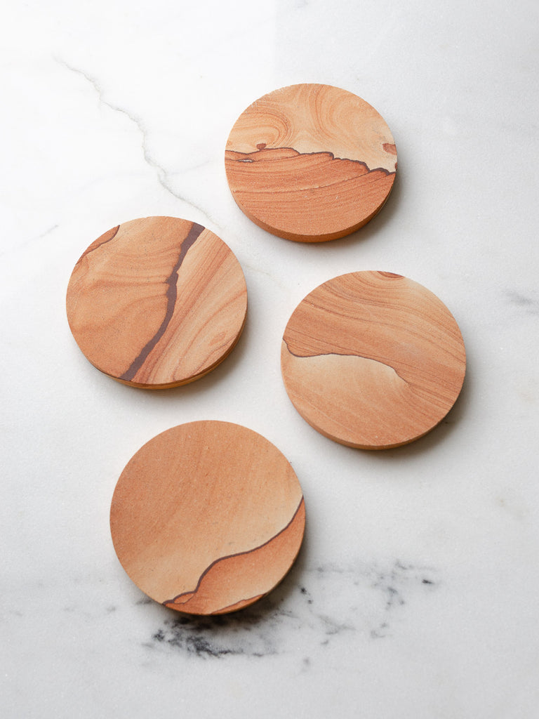 Nautical Map Round Sandstone Coasters (with Cork Back) – Blue Poppy Designs